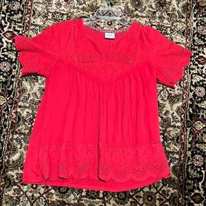 Knox Rose Women's Red Eyelet Top Size Large